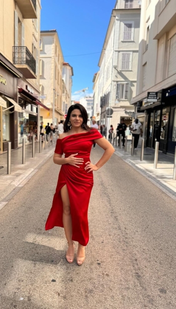 Alina Serban in Vals Dress