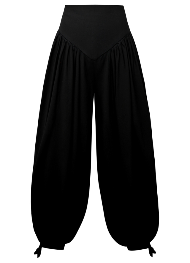 Pantaloni tip balon negri din bumbac Obsidian