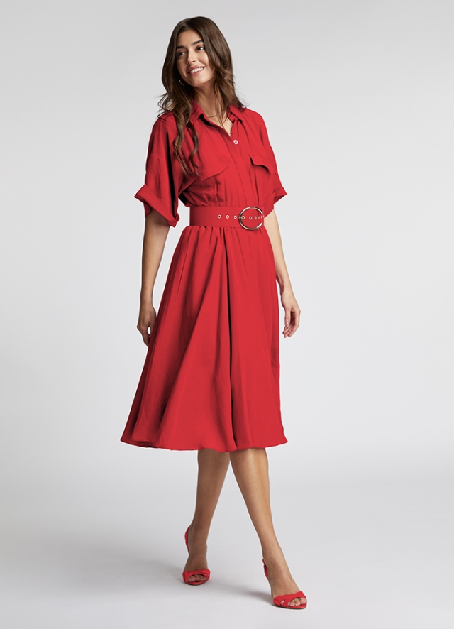 Icon Dress Coral Red