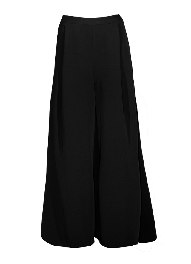 Pantaloni largi negri cu pliuri si talie inalta Monolit