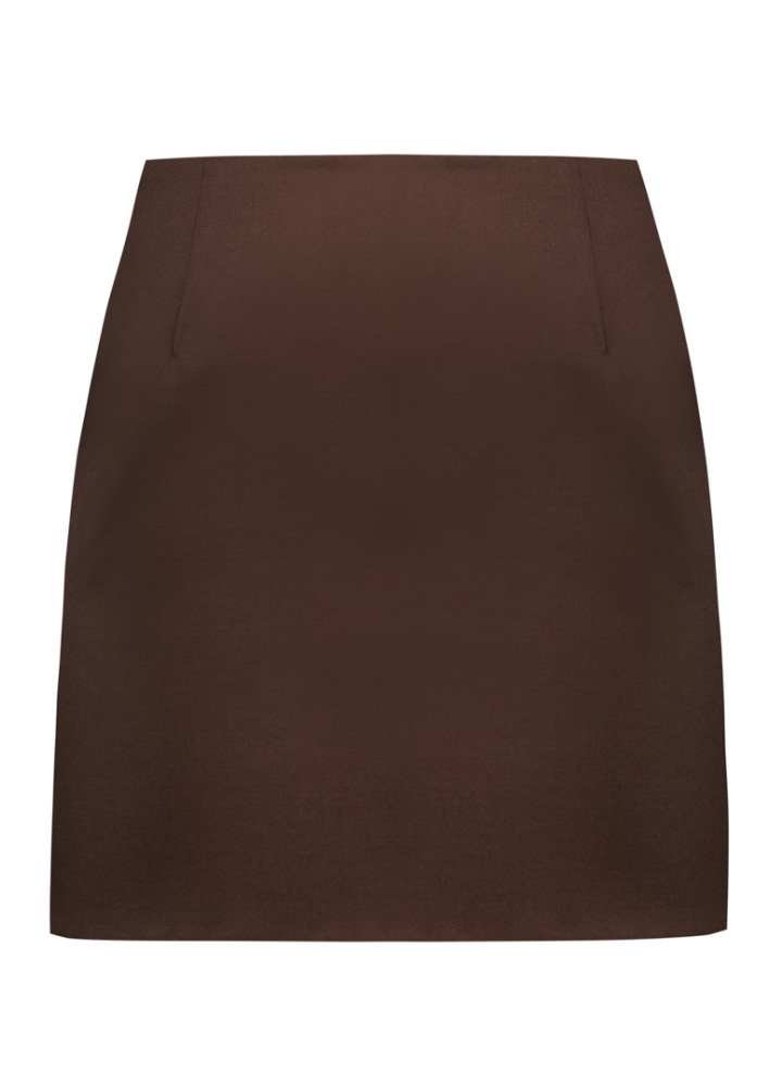 Fusta mini maro cu talie inalta Dahlia
