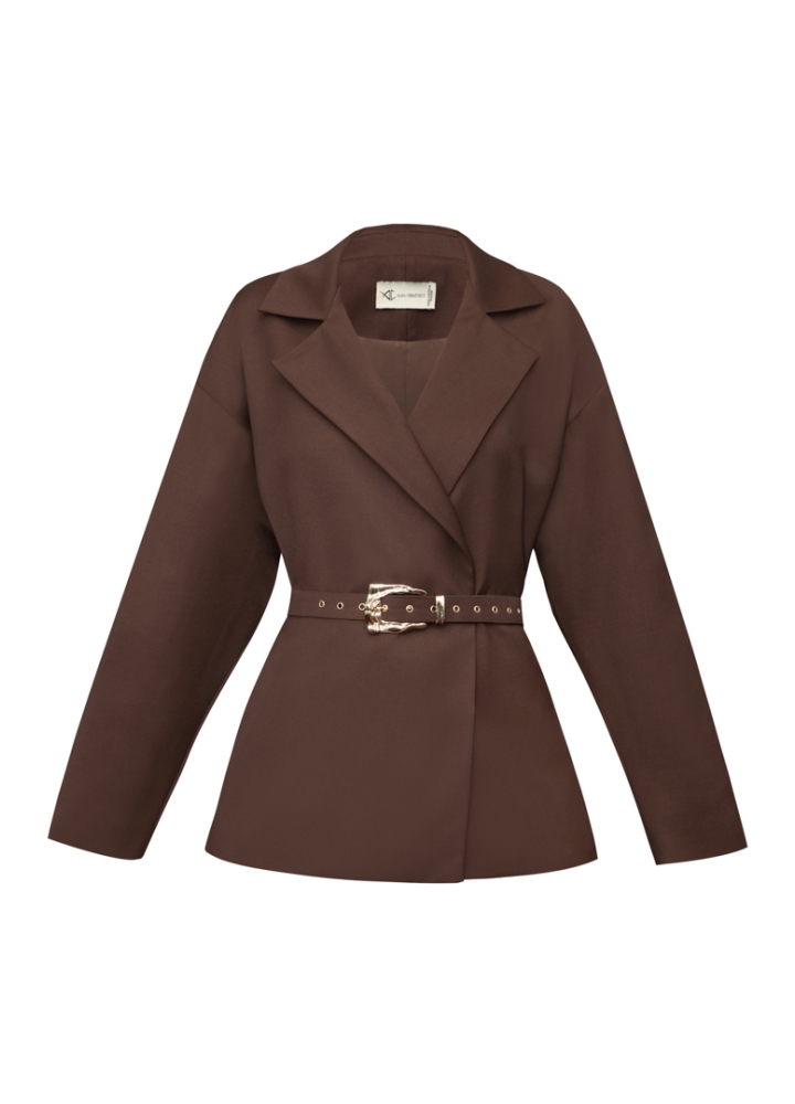 Sacou birou maro cu curea asortata Amina