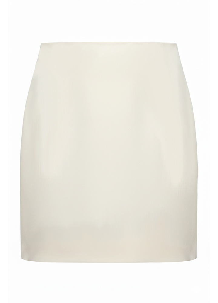 Fusta mini alb ivoire cu talie inalta Dahlia
