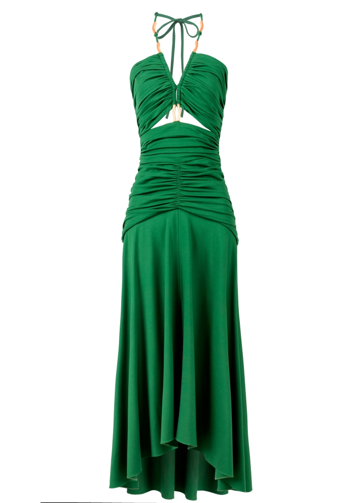 Rochie midi decupata cu drapaje si detalii metalice Madeira