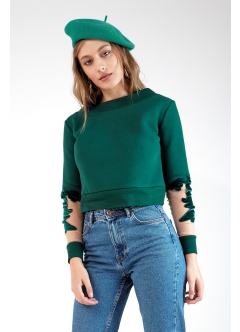 Canvas Crop Sweater Petroleum Green