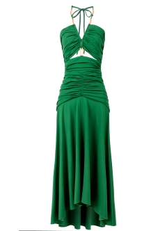 Rochie midi decupata cu drapaje si detalii metalice Madeira