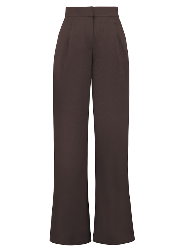 Pantaloni maro cu talie inalta Renata