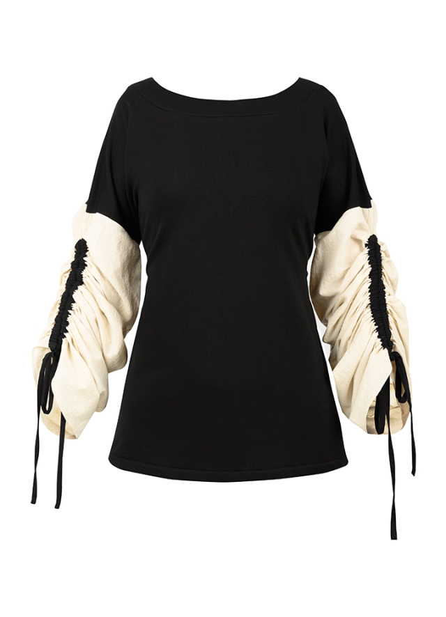 Salem Blouse Black & Beige