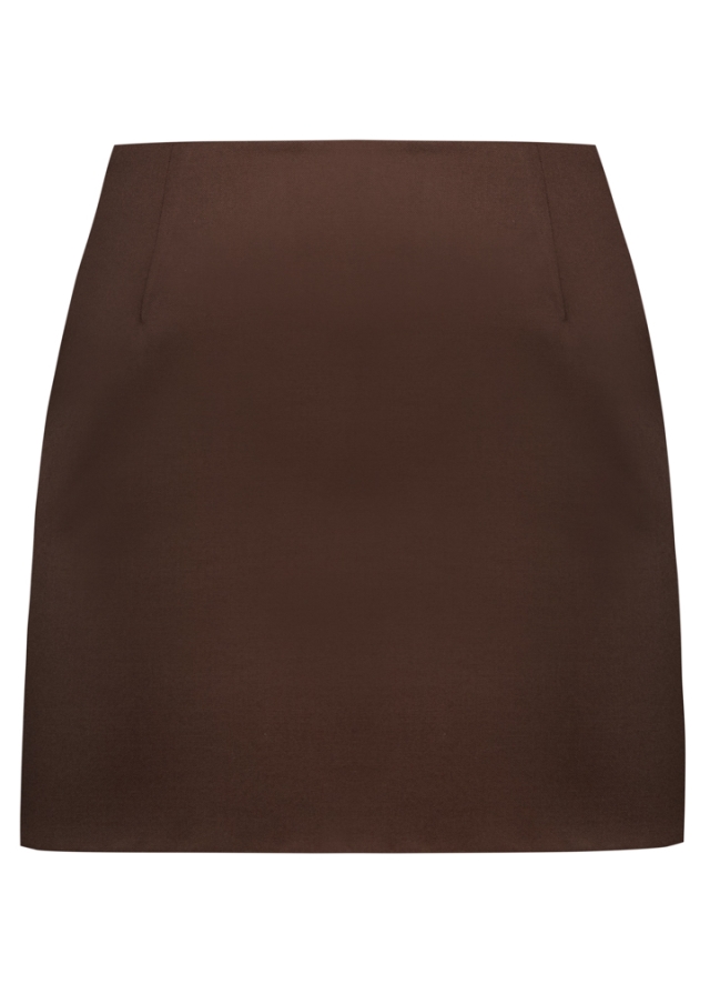 Fusta mini maro cu talie inalta Dahlia