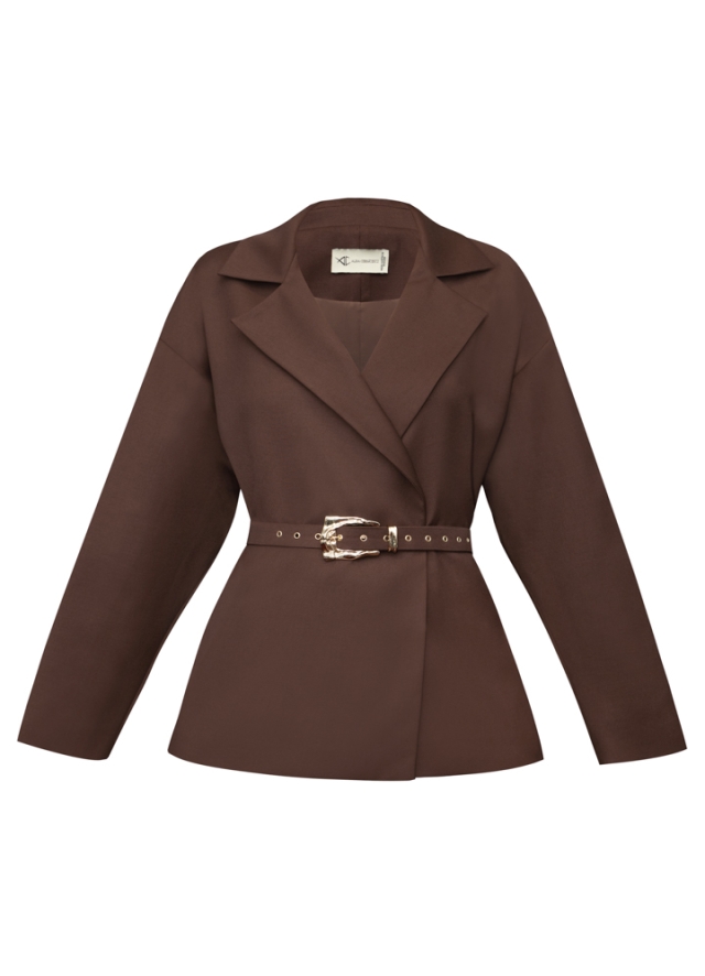 Sacou birou maro cu curea asortata Amina