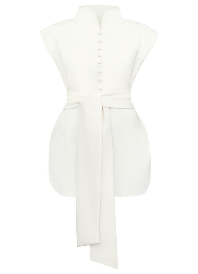 Vesta alb ivoire cu nasturi imbracati Azara