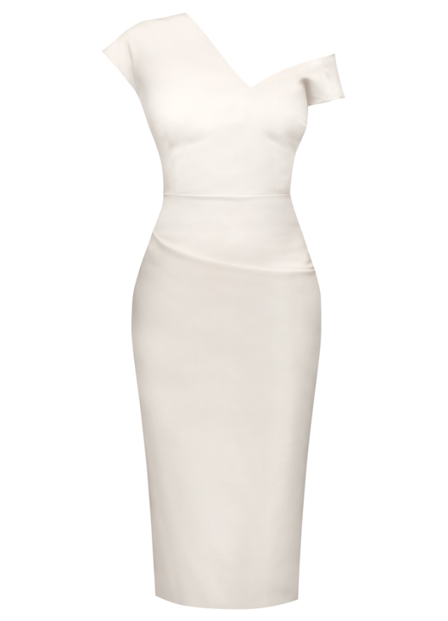 Rochie midi bodycon cu decolteu asimetric Lulit
