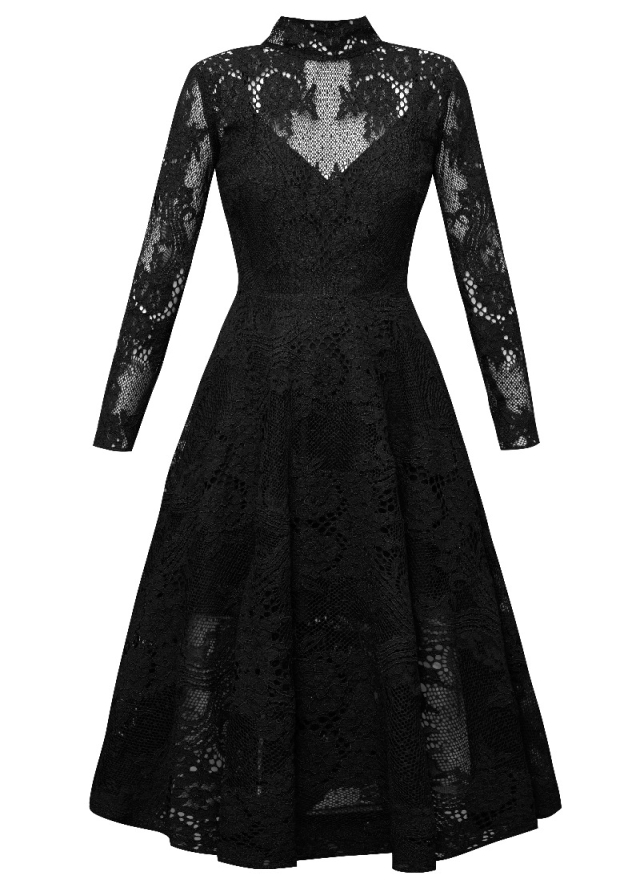 Rochie midi din dantela neagra Tulua