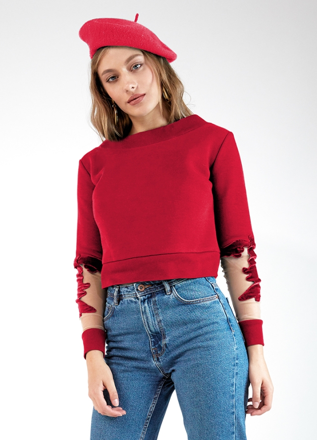 Canvas Crop Sweater Classic Red