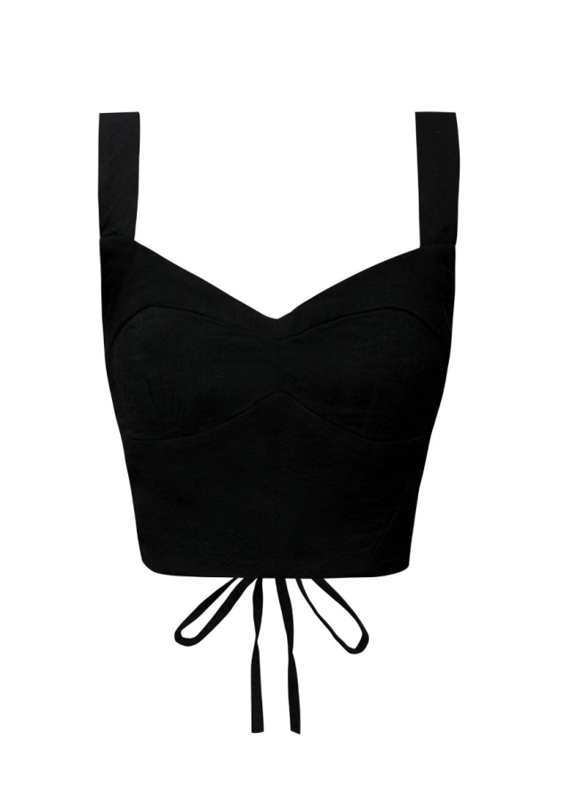 Corset  negru din bumbac texturat Doha