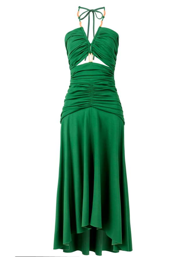 Rochie midi decupata cu drapaje si detalii metalice Madeira